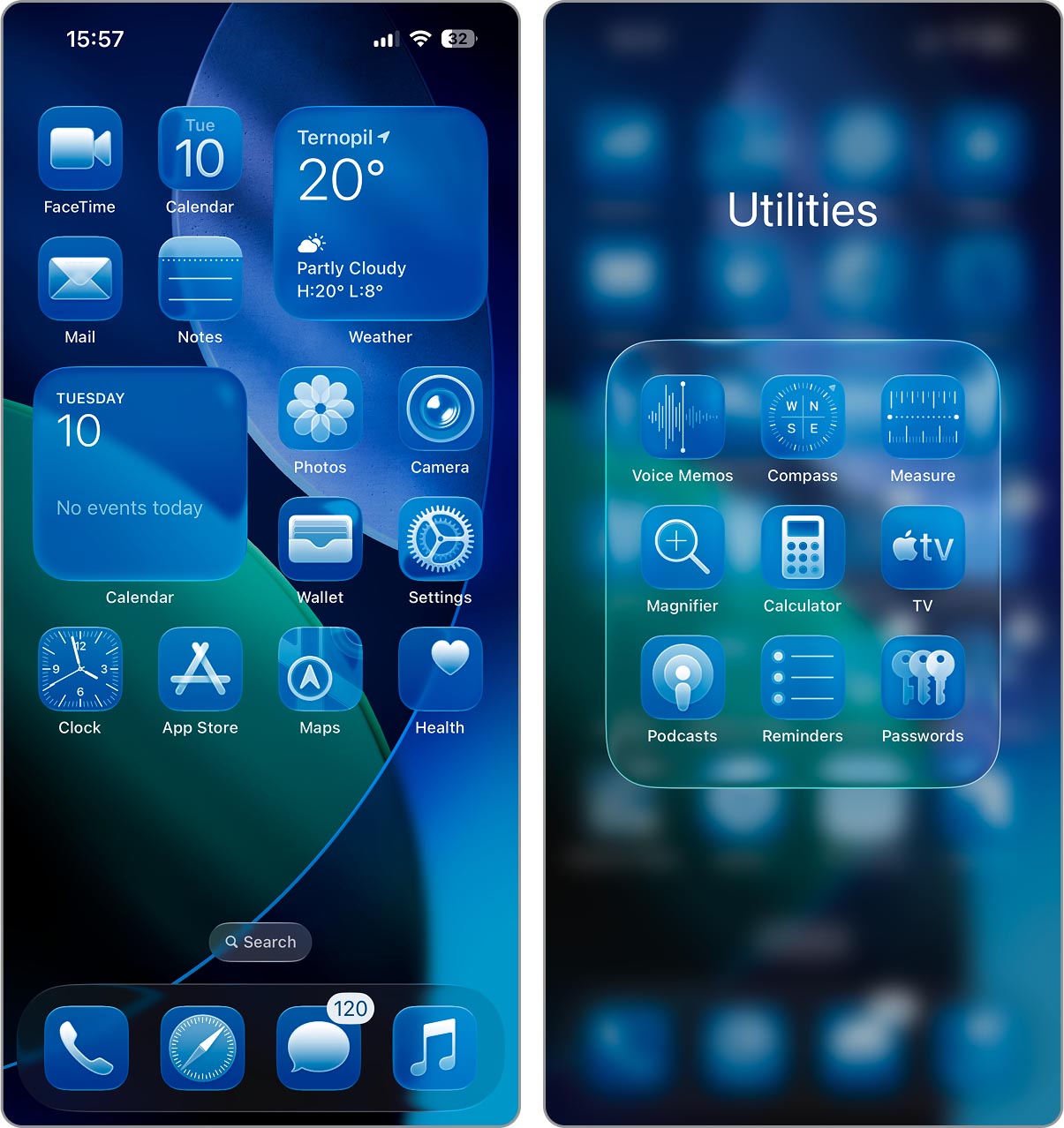 main screen iphone on iOS 26