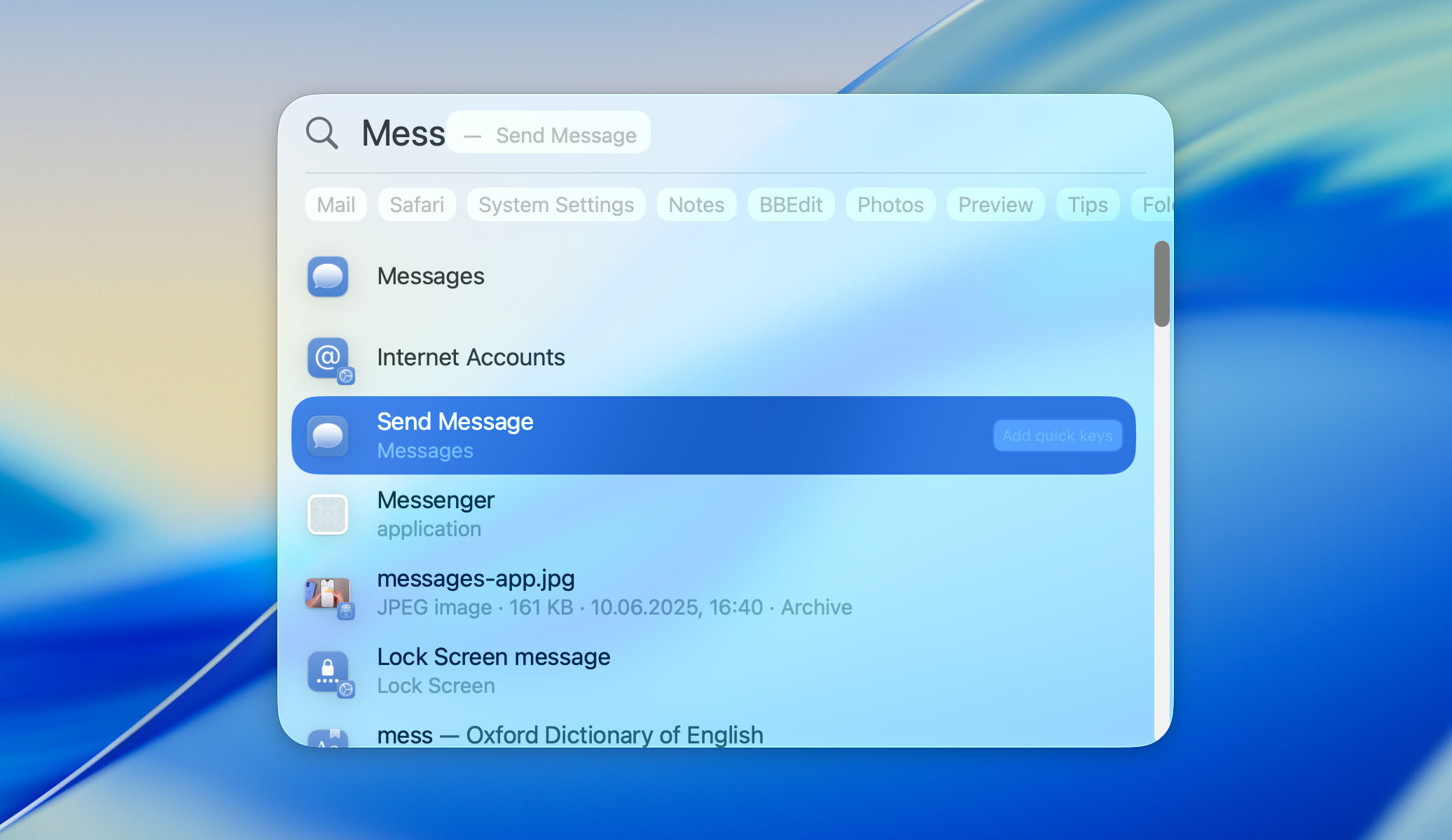 MacOS 26 spotlight