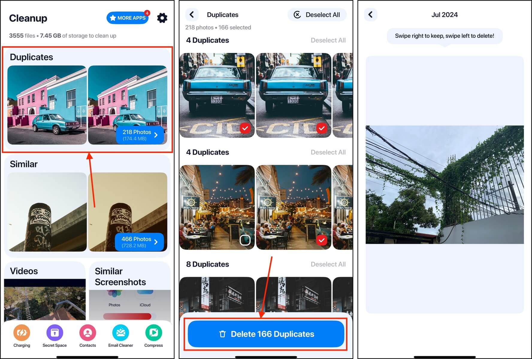 Deleting duplicates in the cleaner app