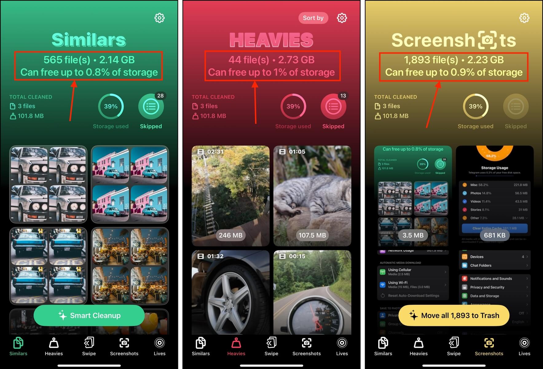 iPhone storage usage in Clever Cleaner