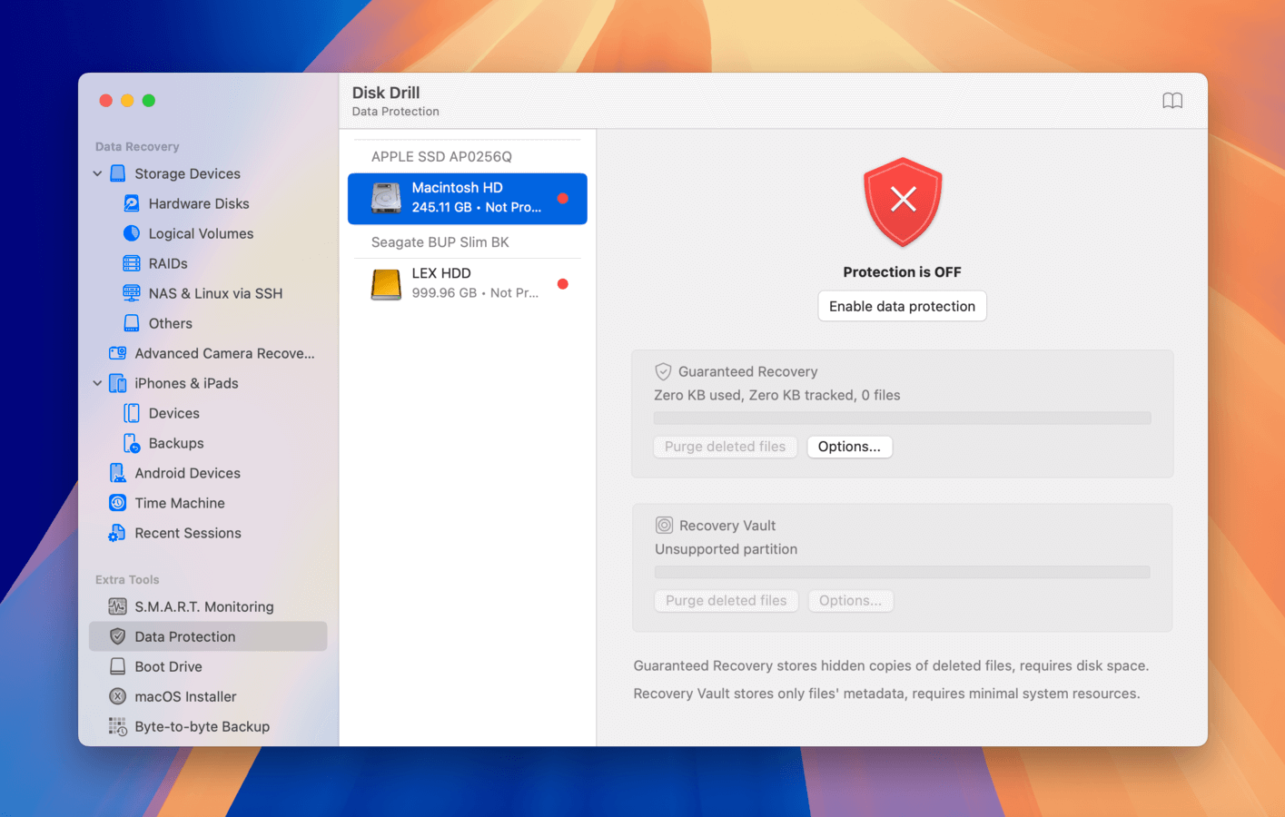 Data Protection feature in Disk Drill