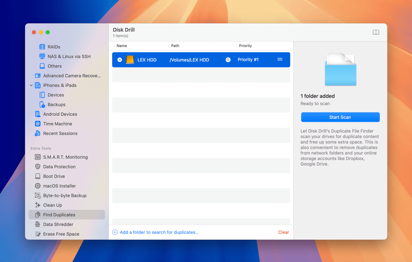 Duplicate Finder tool in Disk Drill