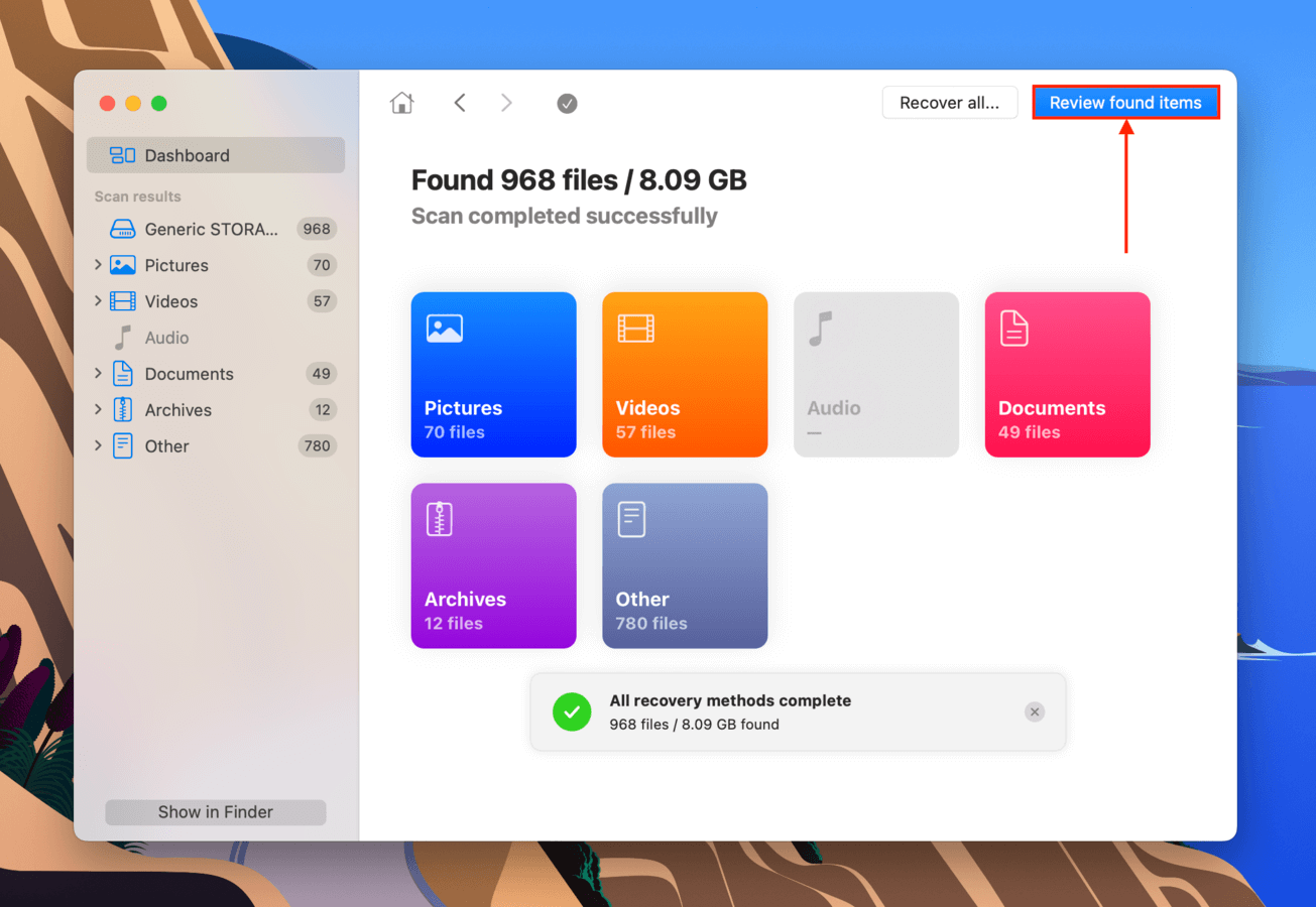 Reviewing Disk Drill's recovered SD card files