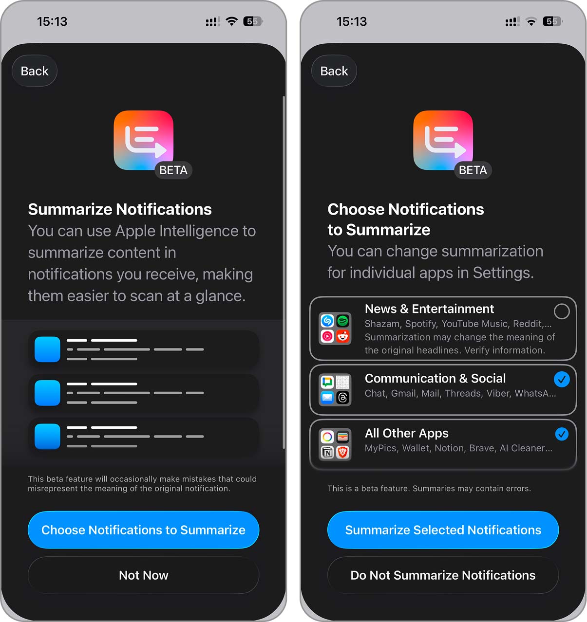 ai summarise notification