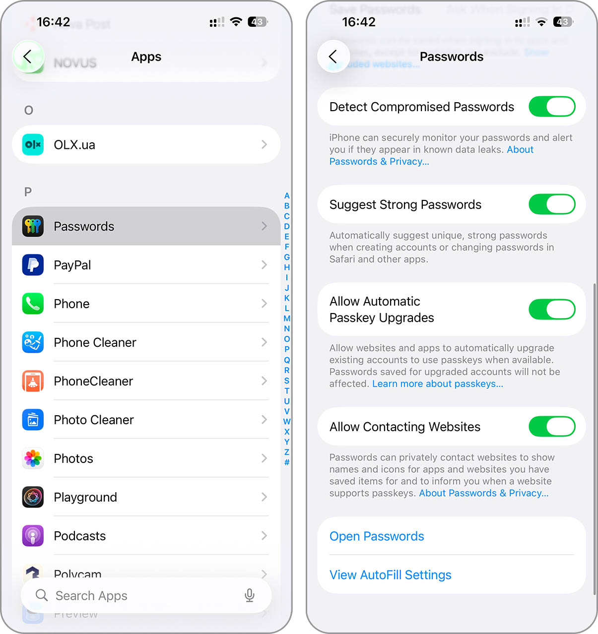 Allow Contacting Websites in passwords