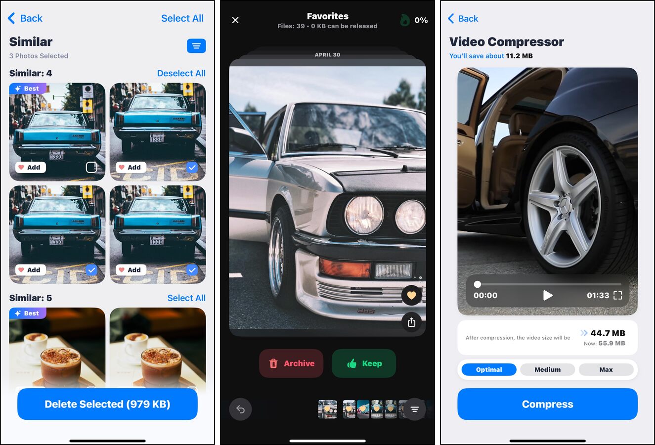 Cleaner Kit for iPhone's interface