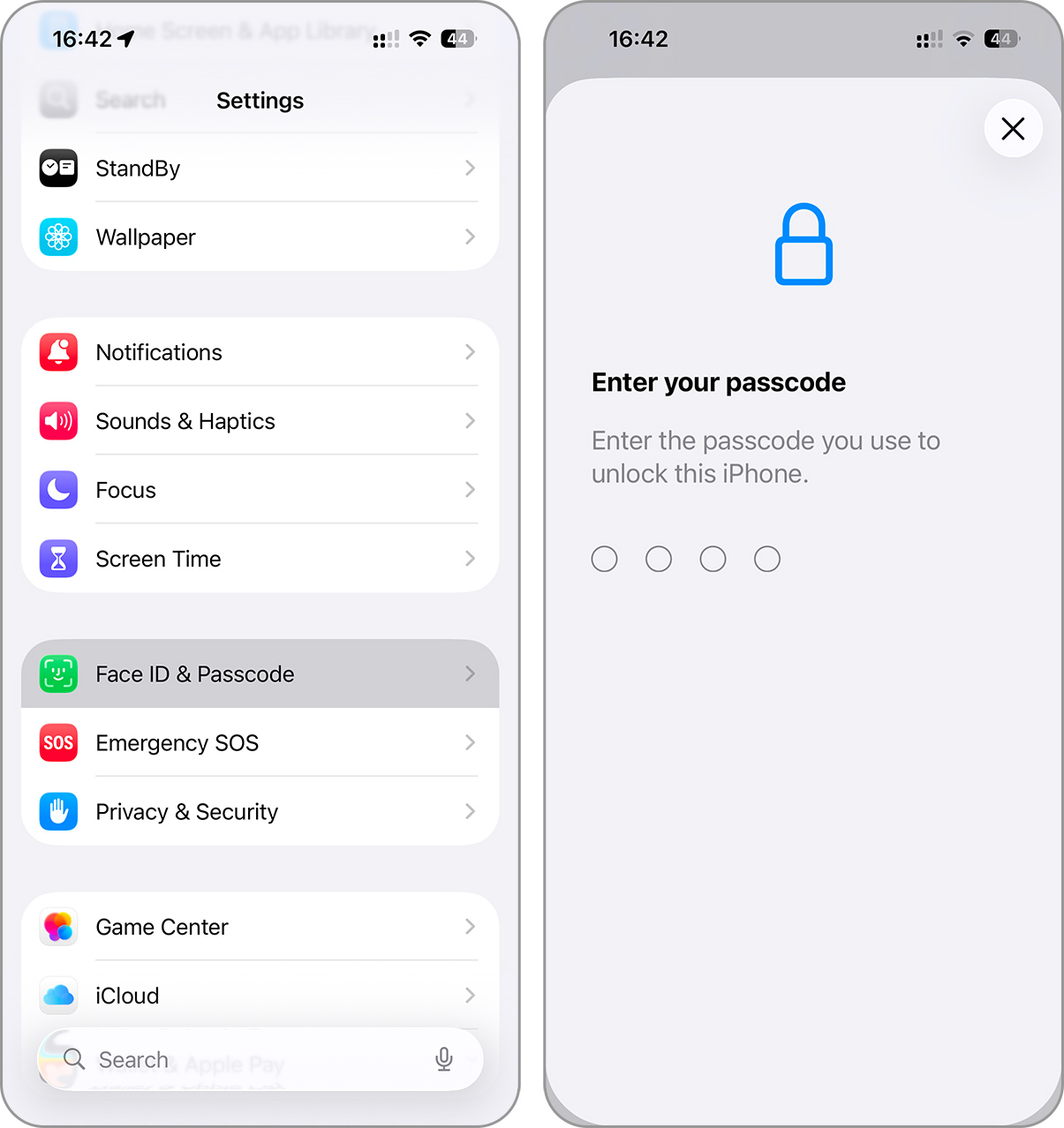 passcode in faceid