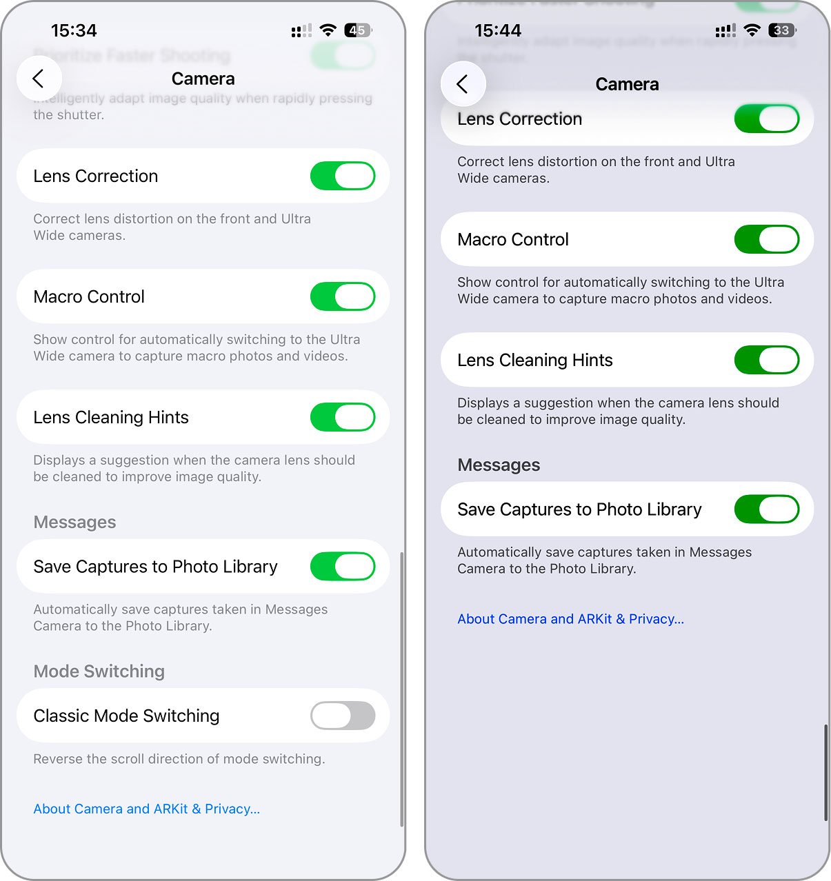 Goodbye to the Swipe Choice in the Camera App