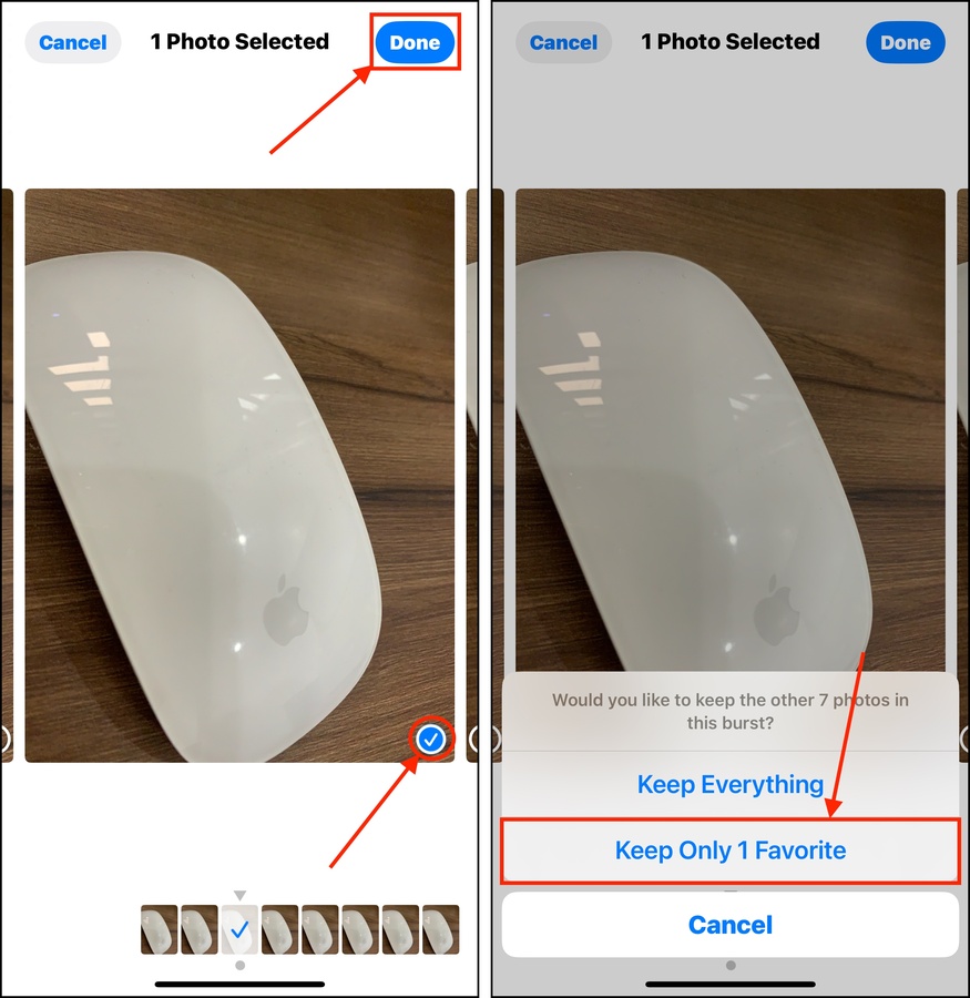 Deleting Bursts via the Photos app