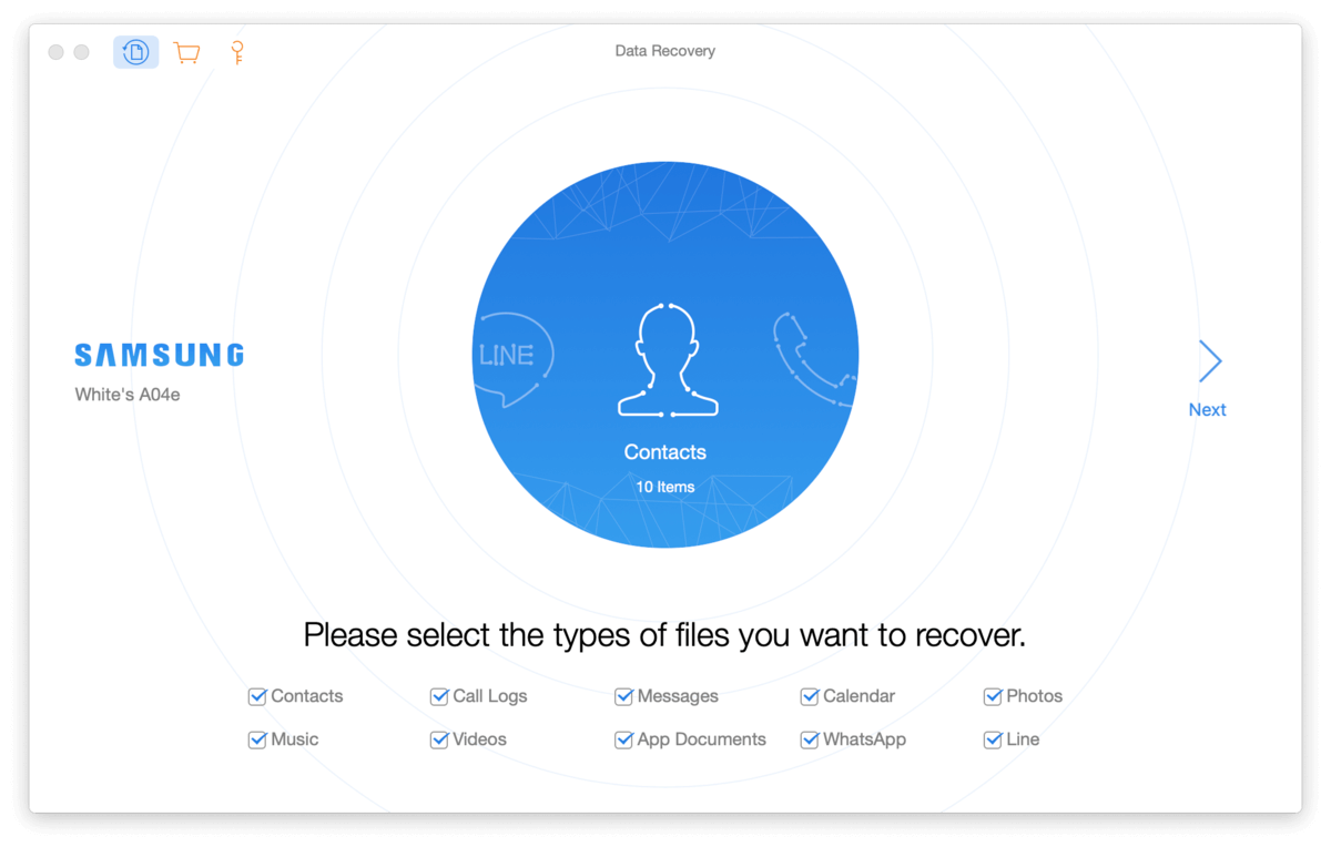 file selection window in iMobie PhoneRescue app