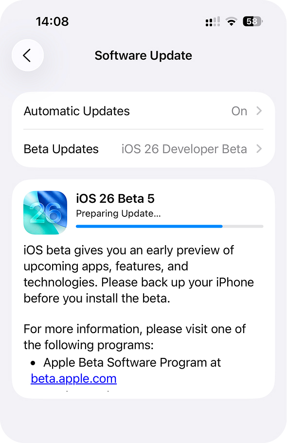 ios beta 5 update