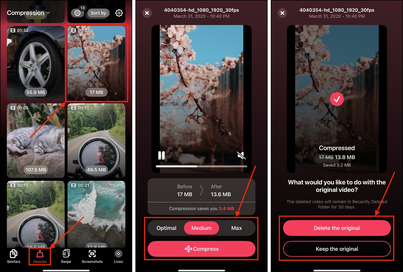 Compressing videos using Clever Cleaner: AI Cleanup App