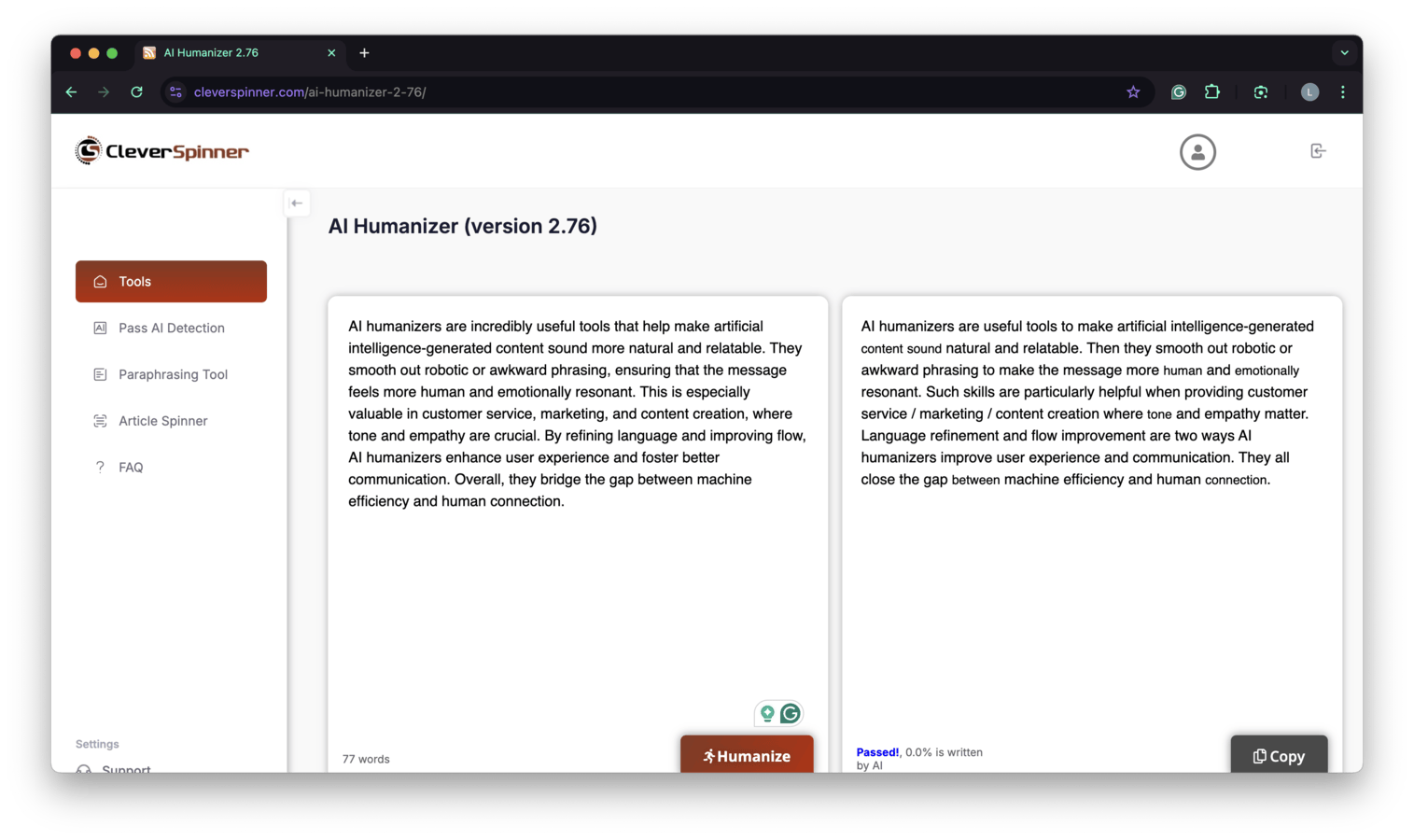CleverSpinner AI Harmonizer web app