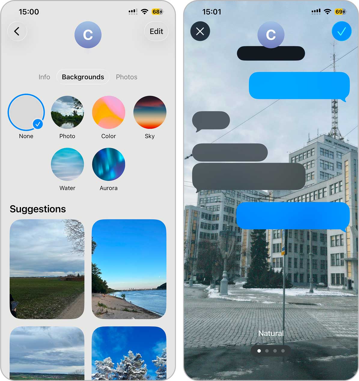 backgrounds in messages