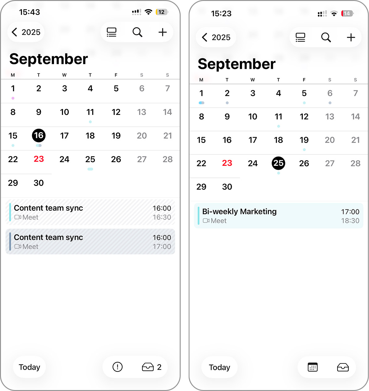 color events in calendar app