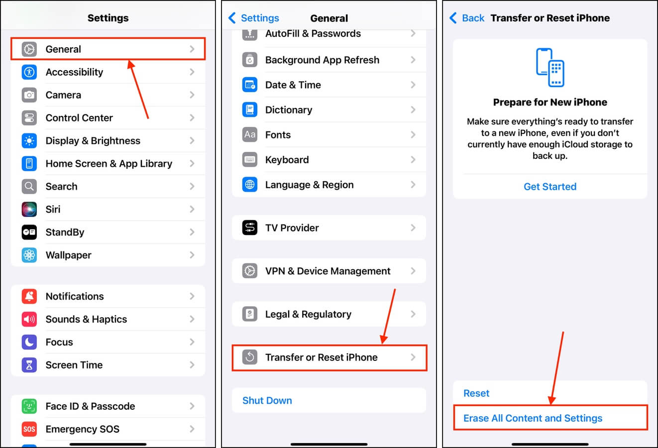 Performing a Factory Reset on iOS