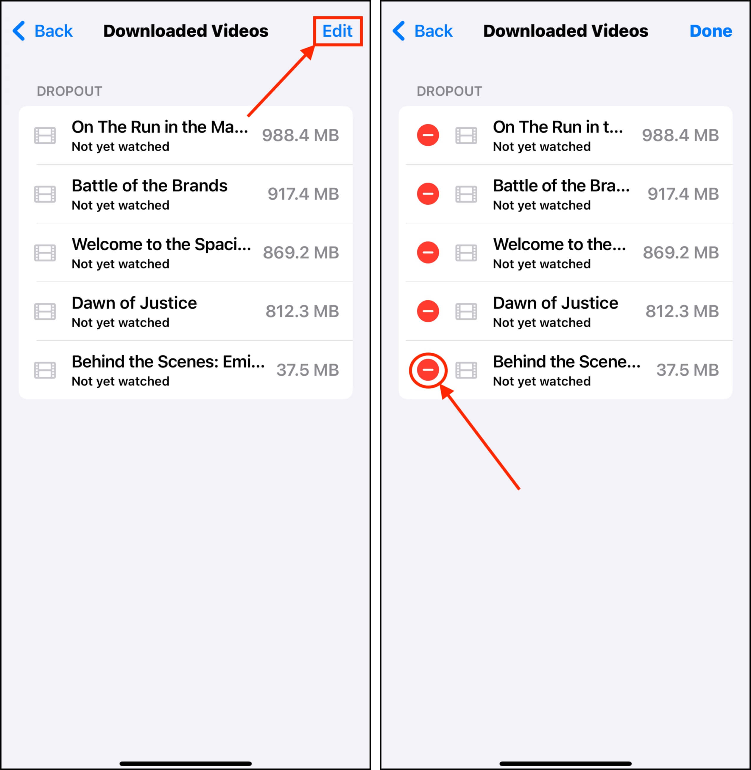 Deleting files recommended by iOS