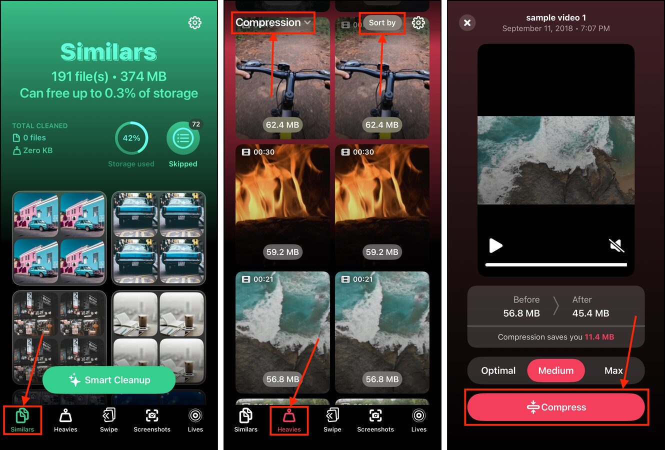 Using Clever Cleaner's similar cleaner and compression tool