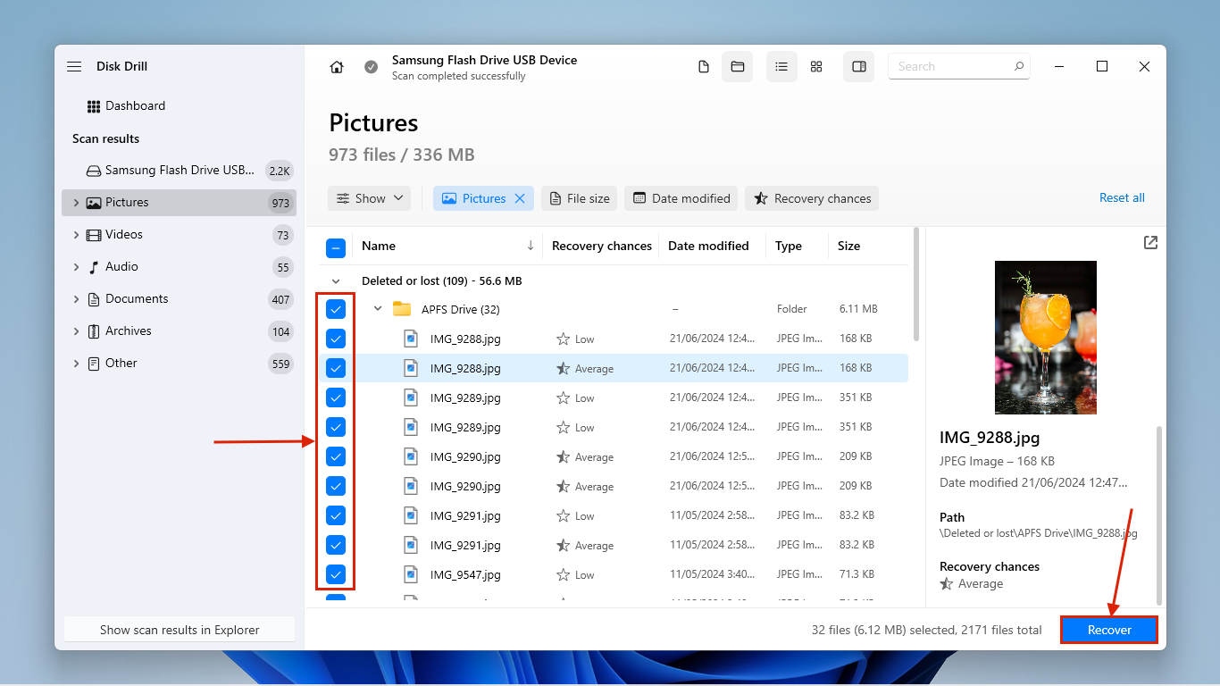 Selecting Mac files for recovery in Disk Drill for Windows