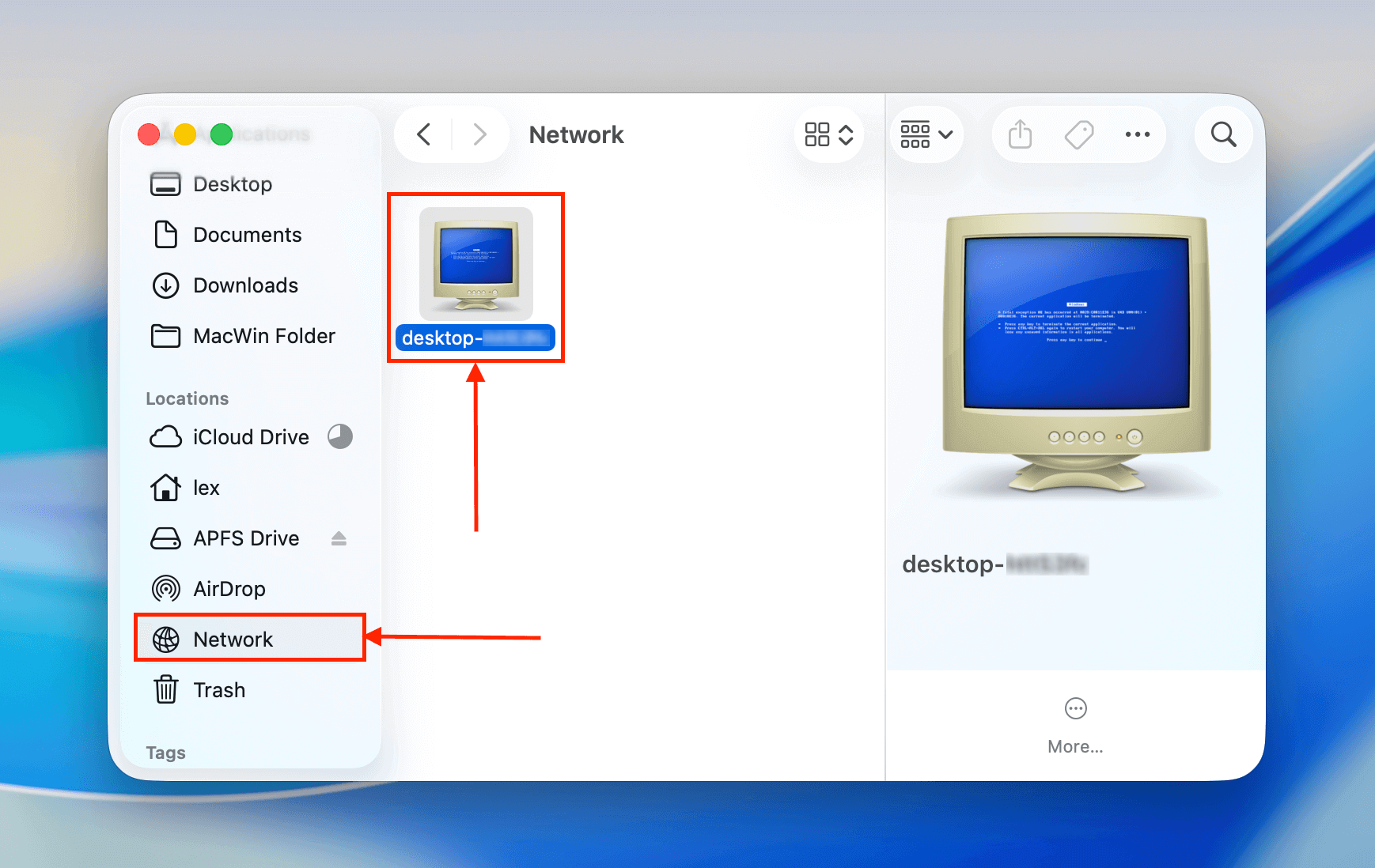 Opening a Windows Network machine in Finder