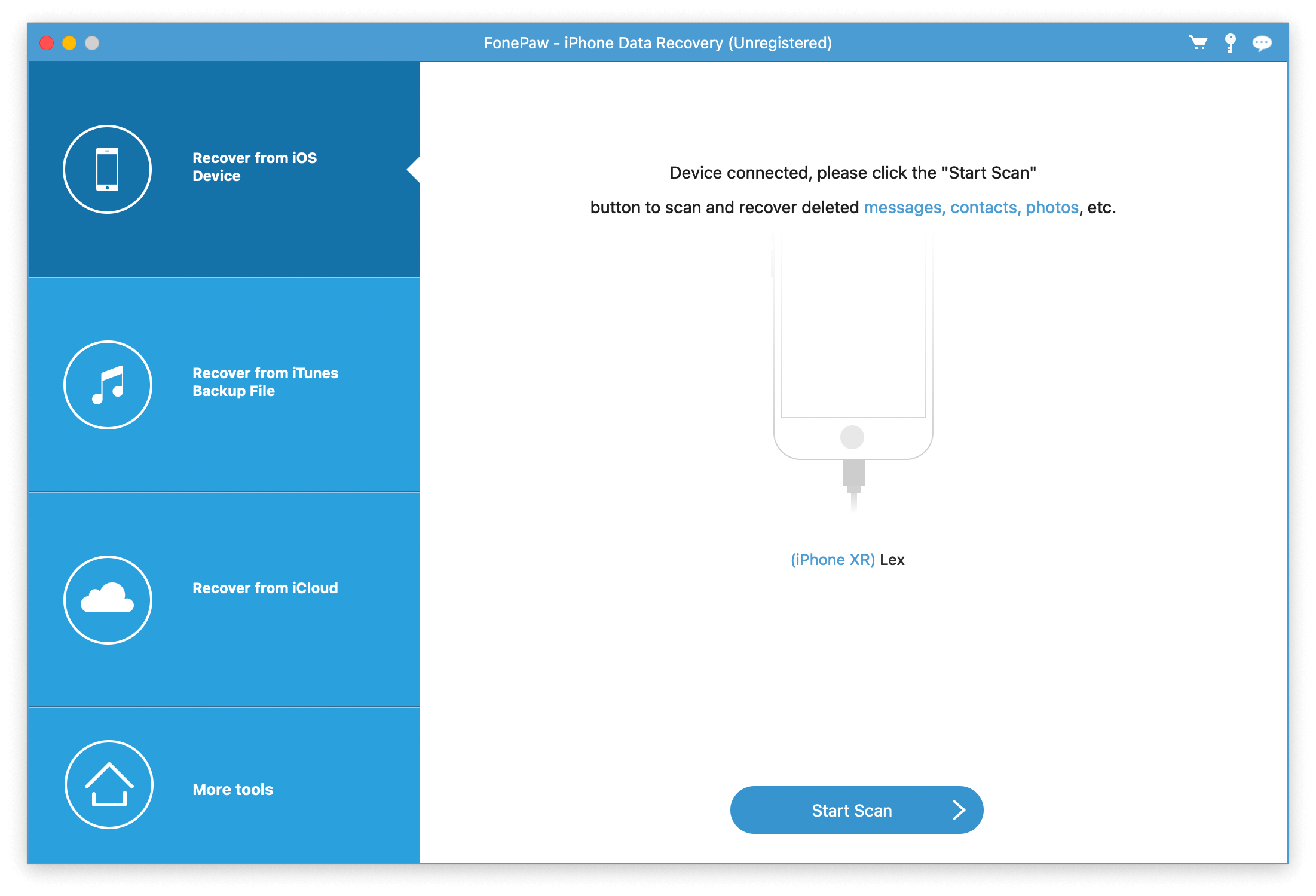 FonePaw iPhone Data Recovery main menu