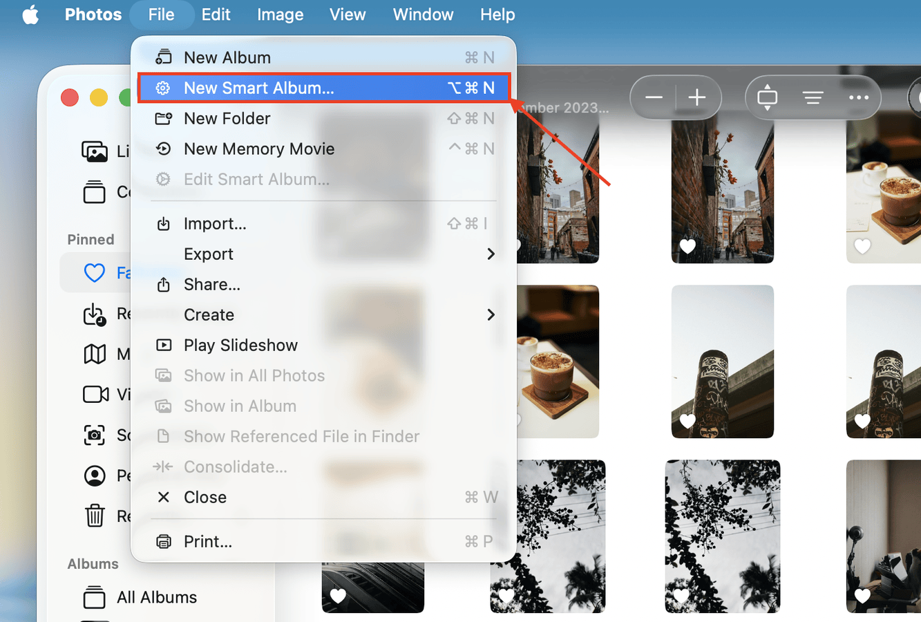 Creating a new Smart Album in the macOS Photos app
