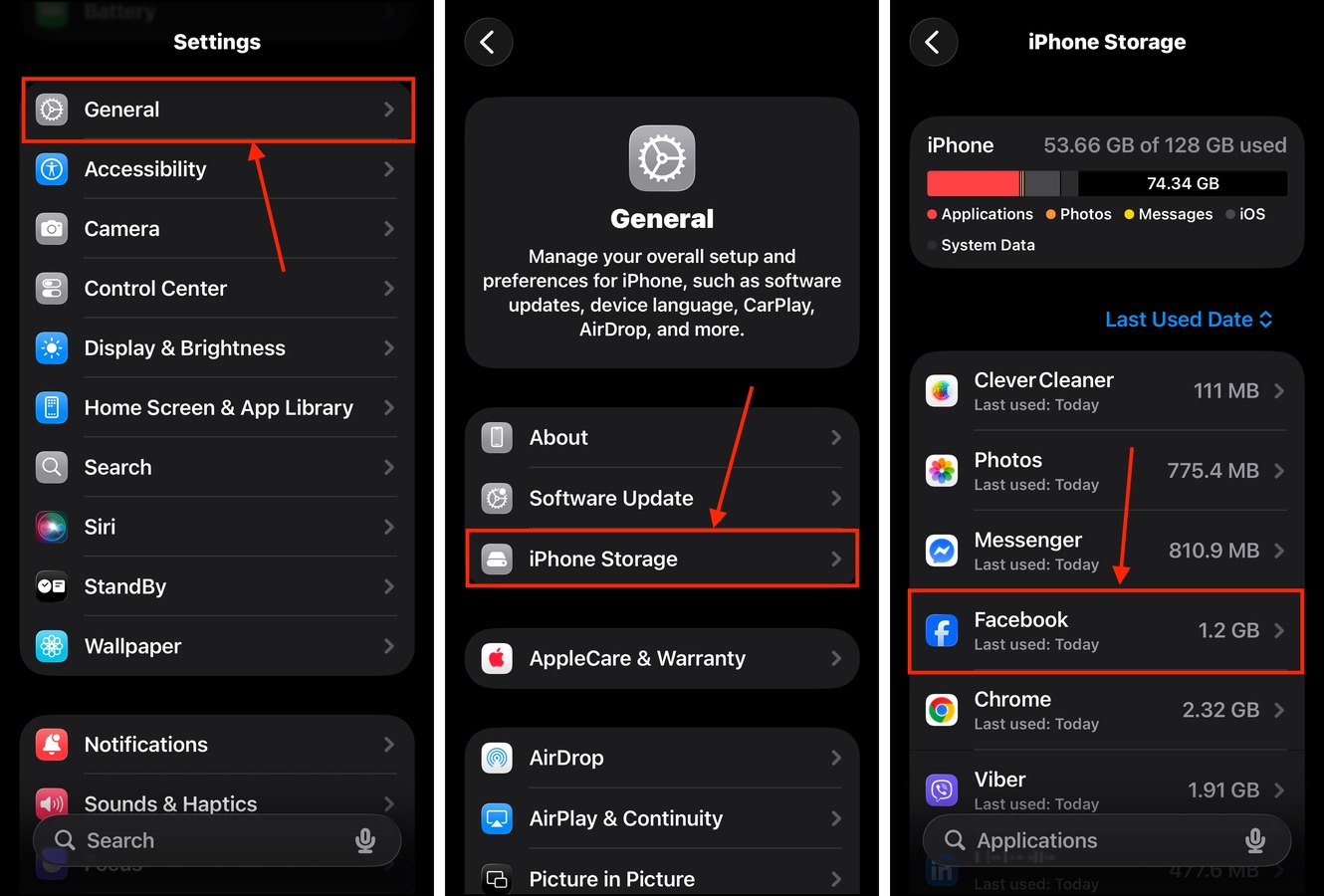 Opening the Apps menu in the Settings app