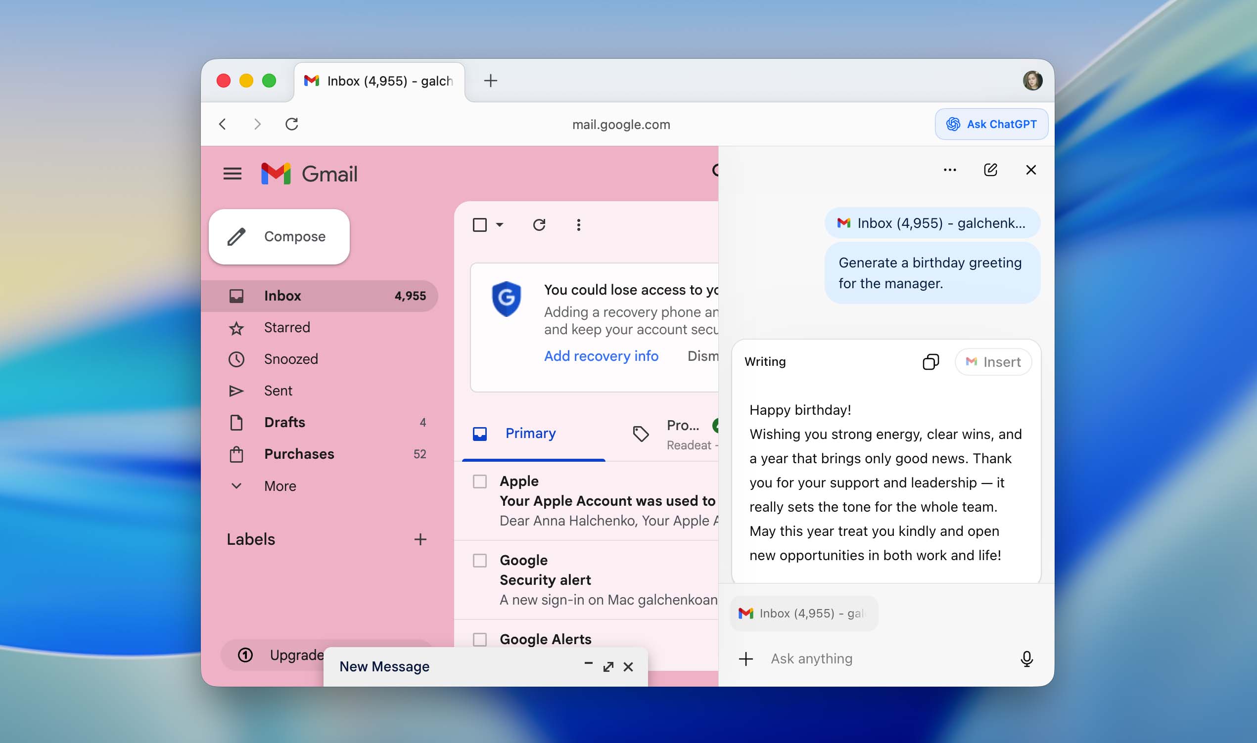 chat gpt insert button