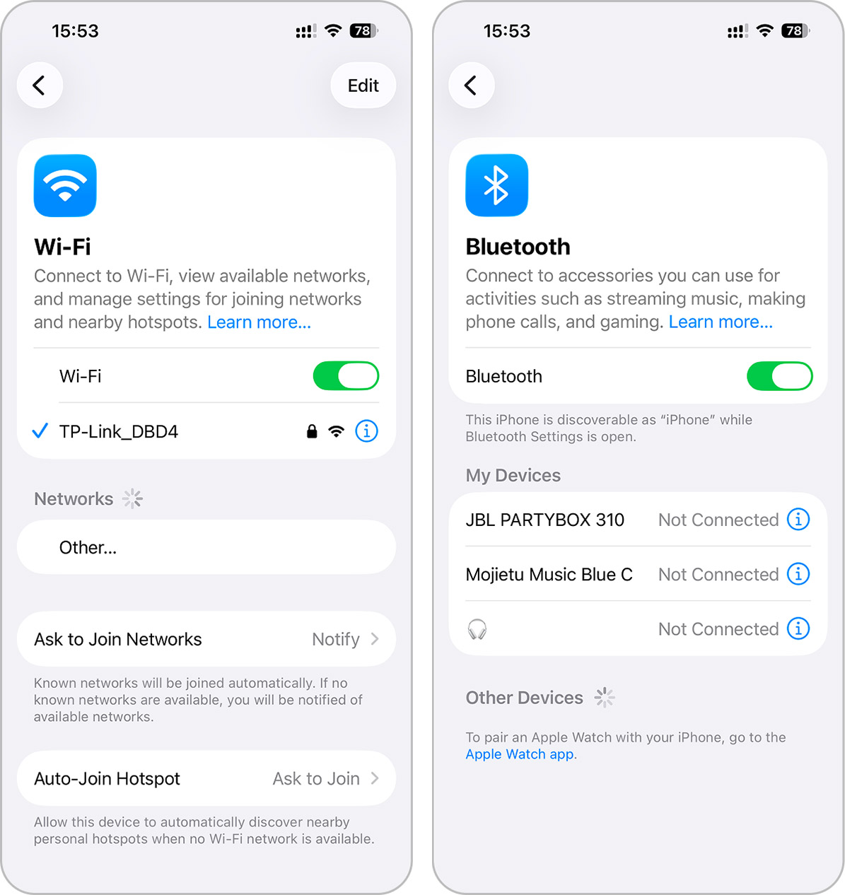 new text position in settings