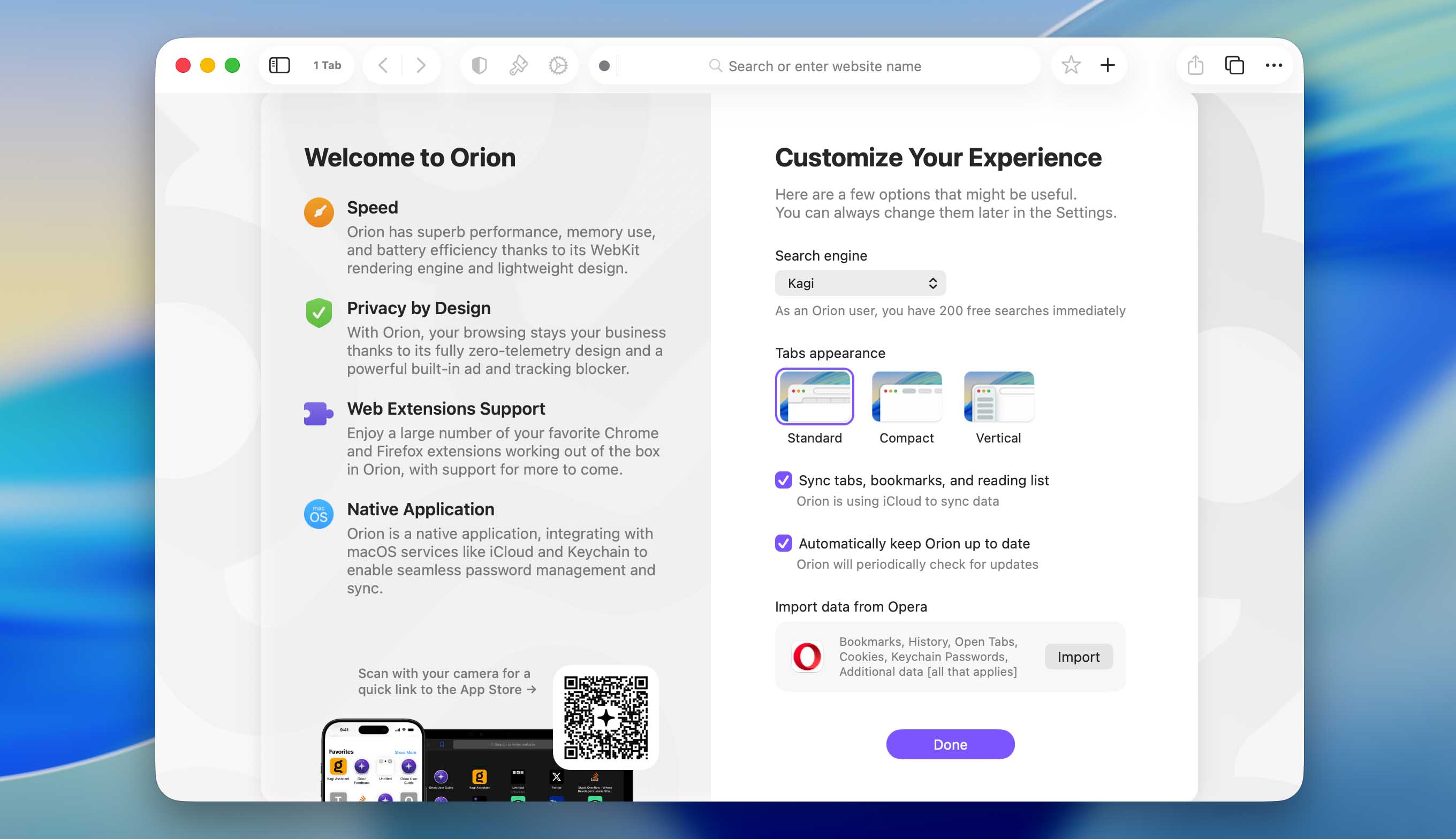 welcome to orion screen