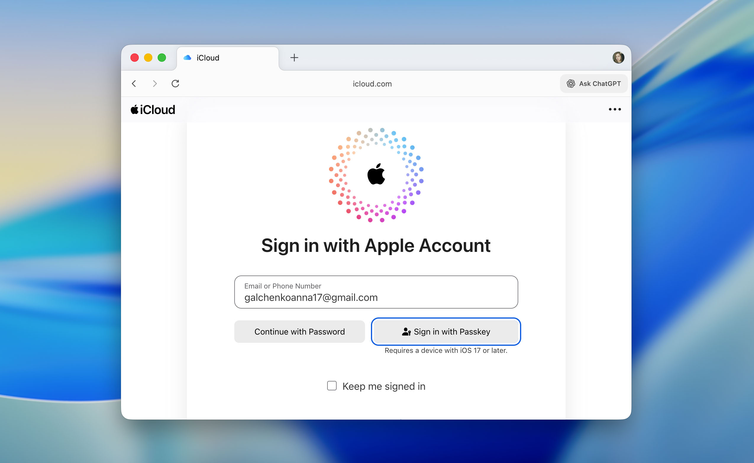sign in with passkey