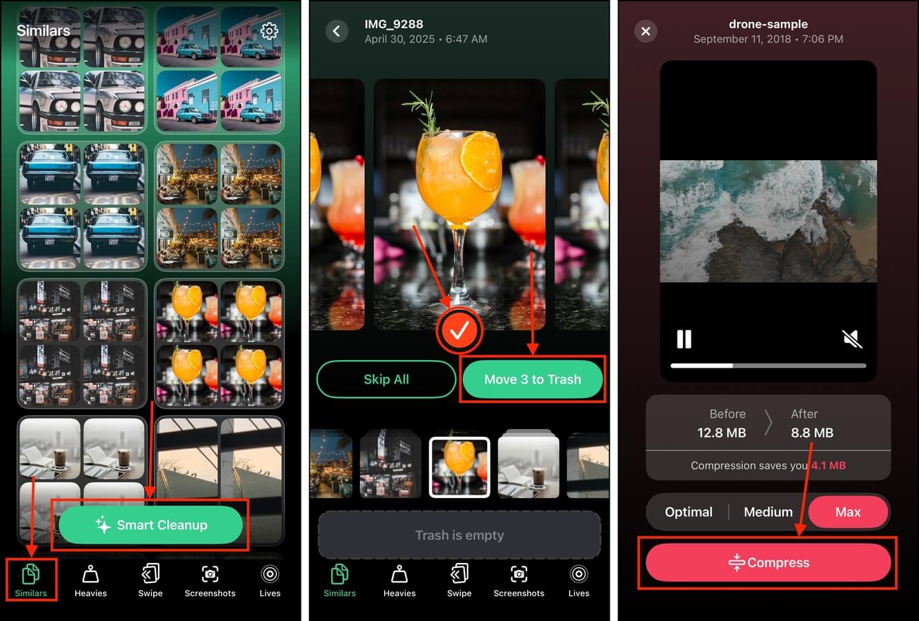 Cleaning up similar photos and heavy media files using Clever Cleaner