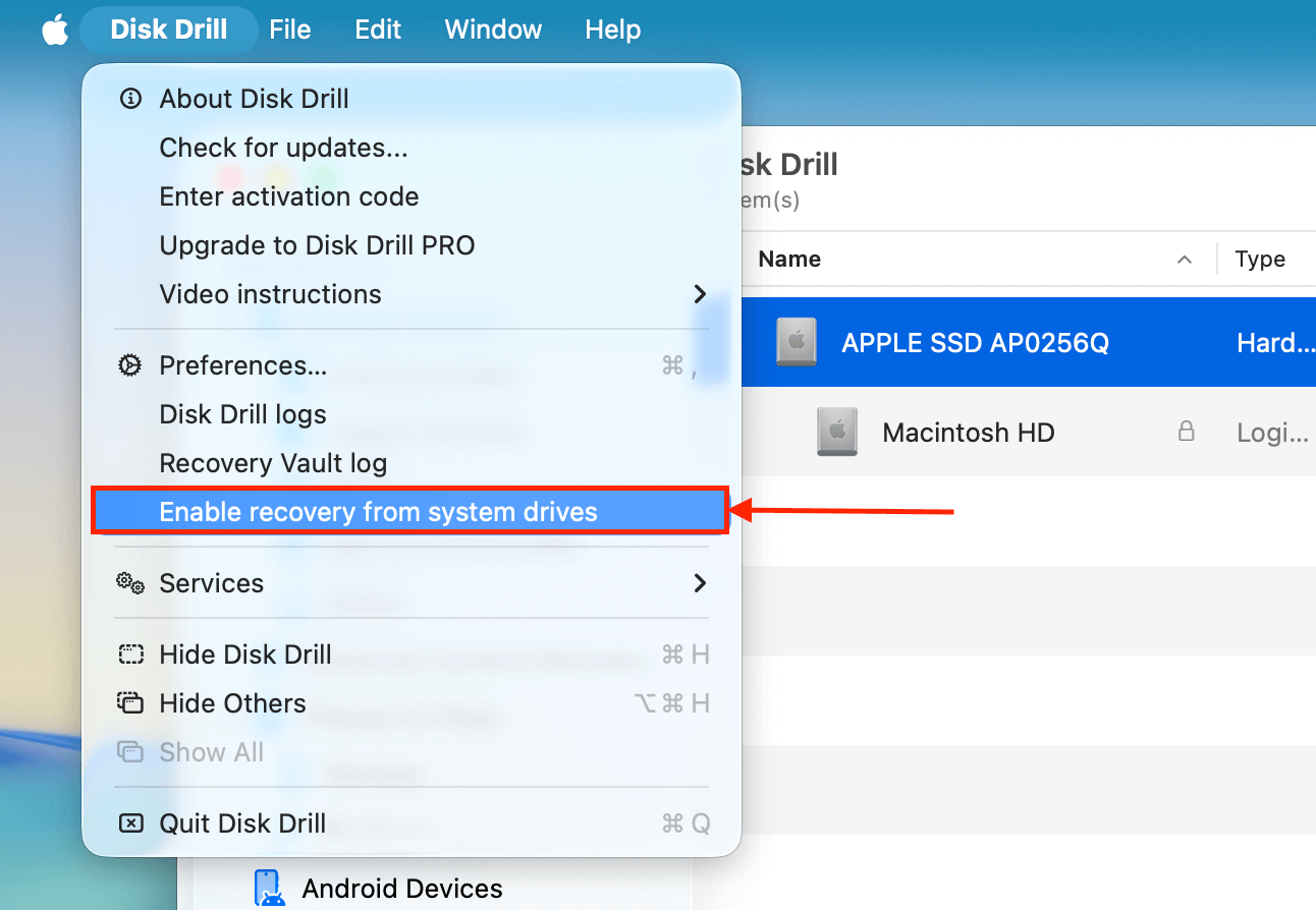 Enable System Recovery button in Disk Drill's main menu