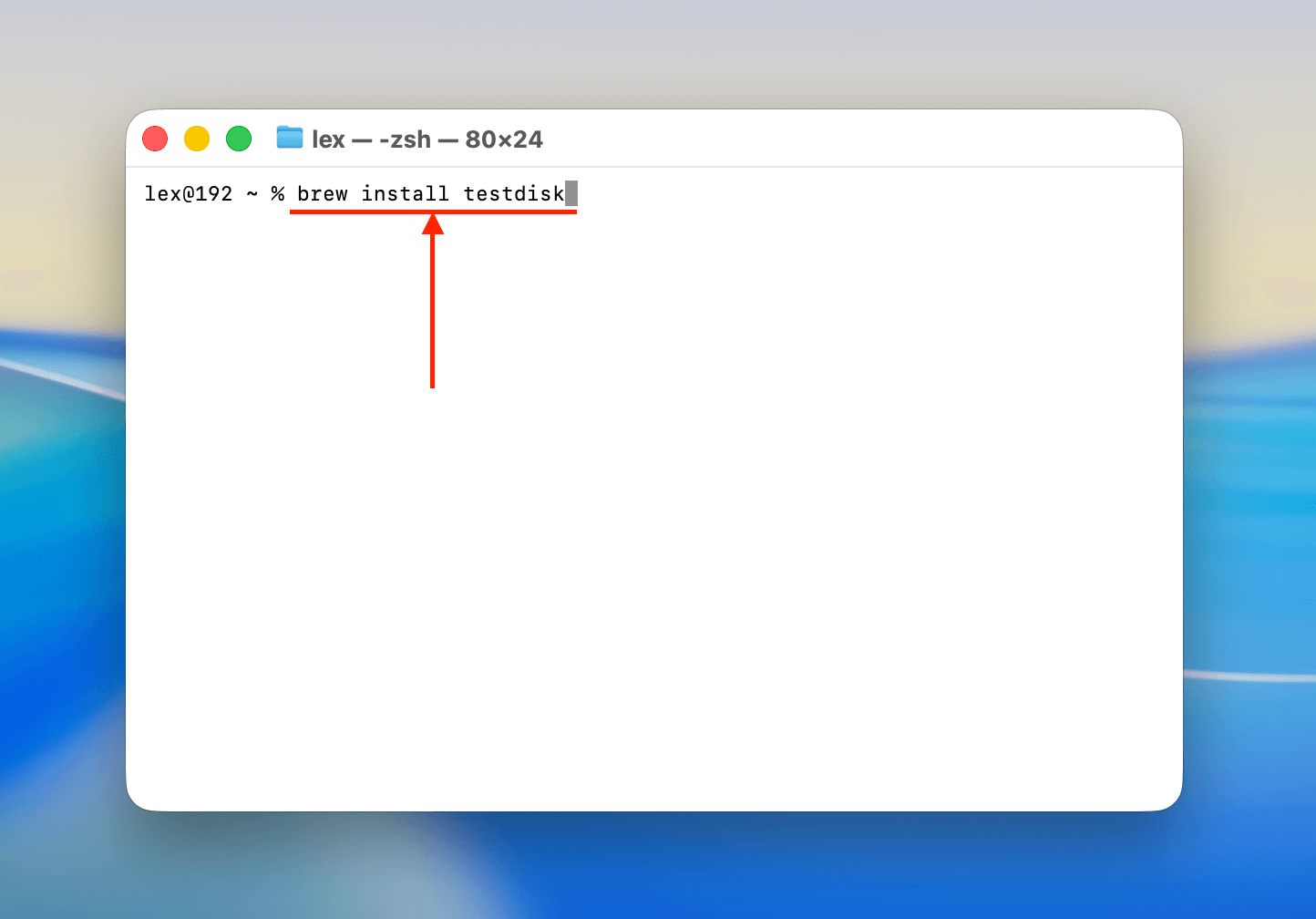 Installing TestDisk via Homebrew in the Terminal app