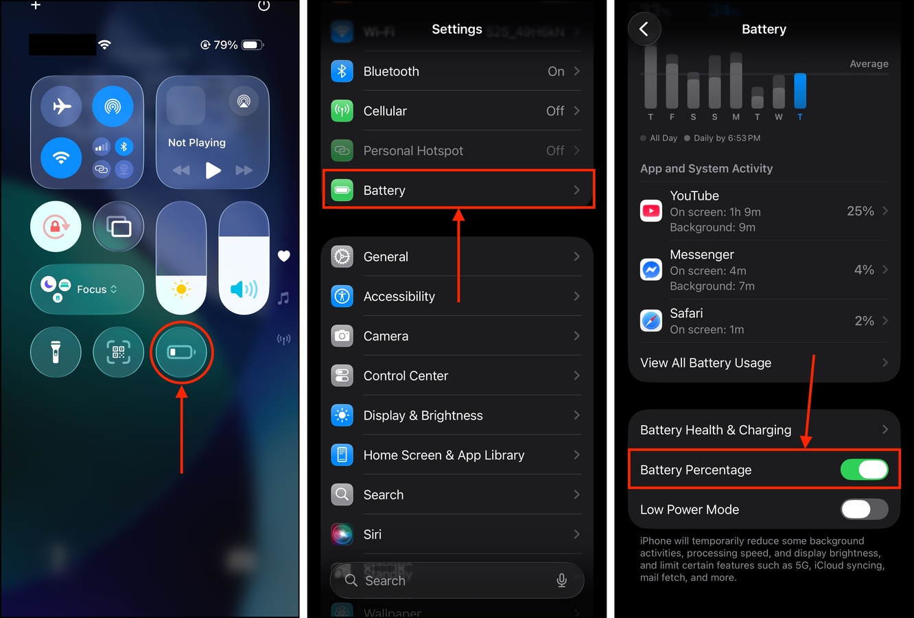 Disabling Low Power Mode on an iPhone