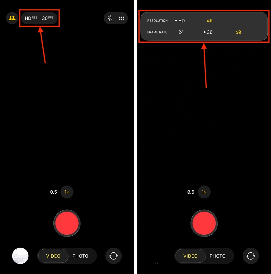 Changing quality settings in the Camera app