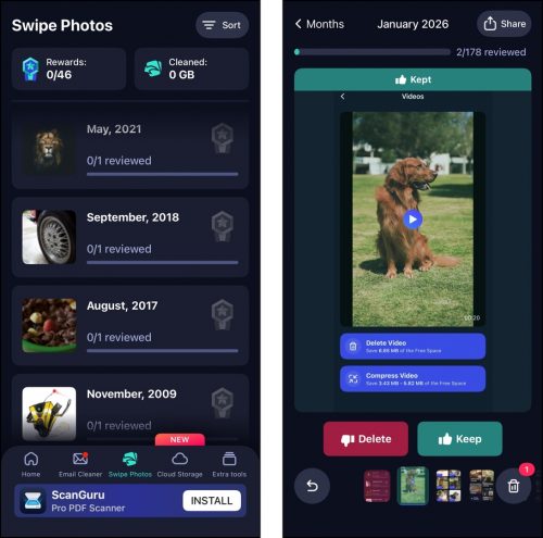 Cleaner Guru Swipe Mode