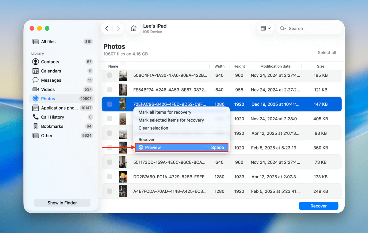preview button in disk drill