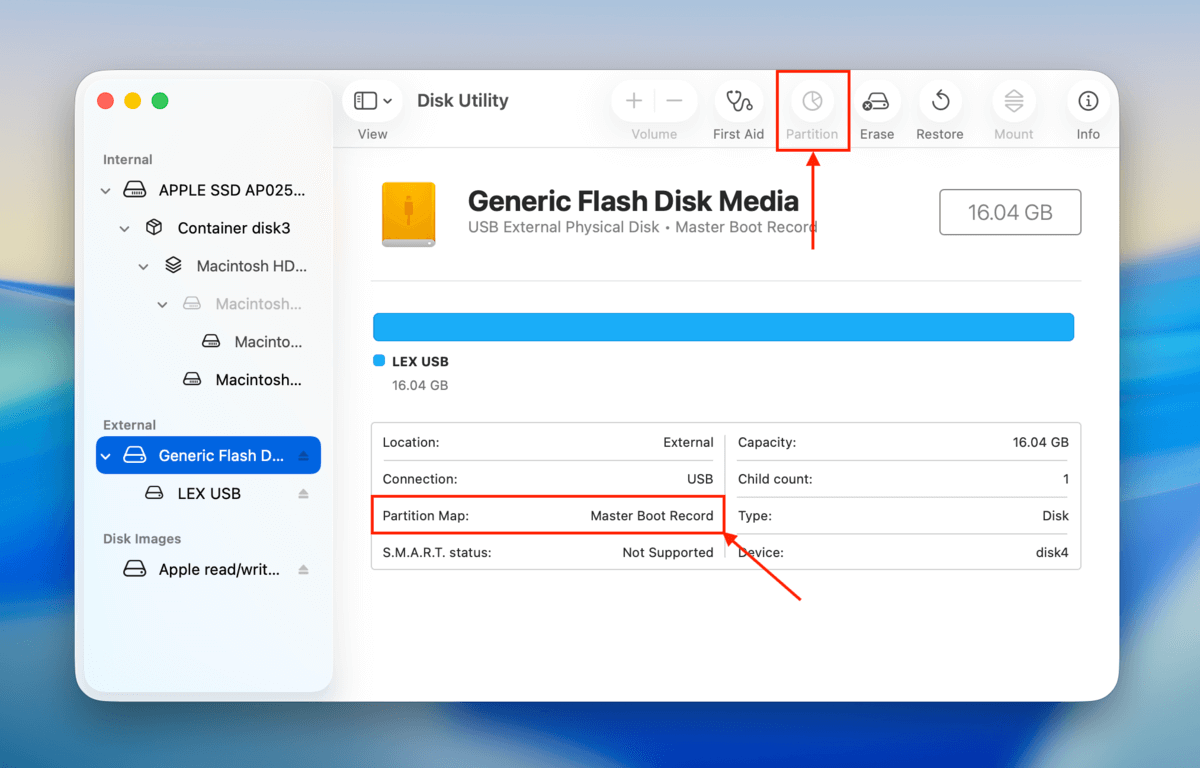 greyed out partitioning tool in Disk Utility