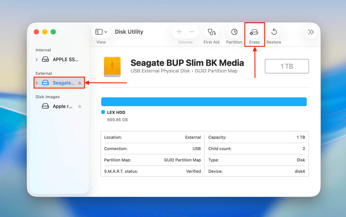 erase tool in disk utility