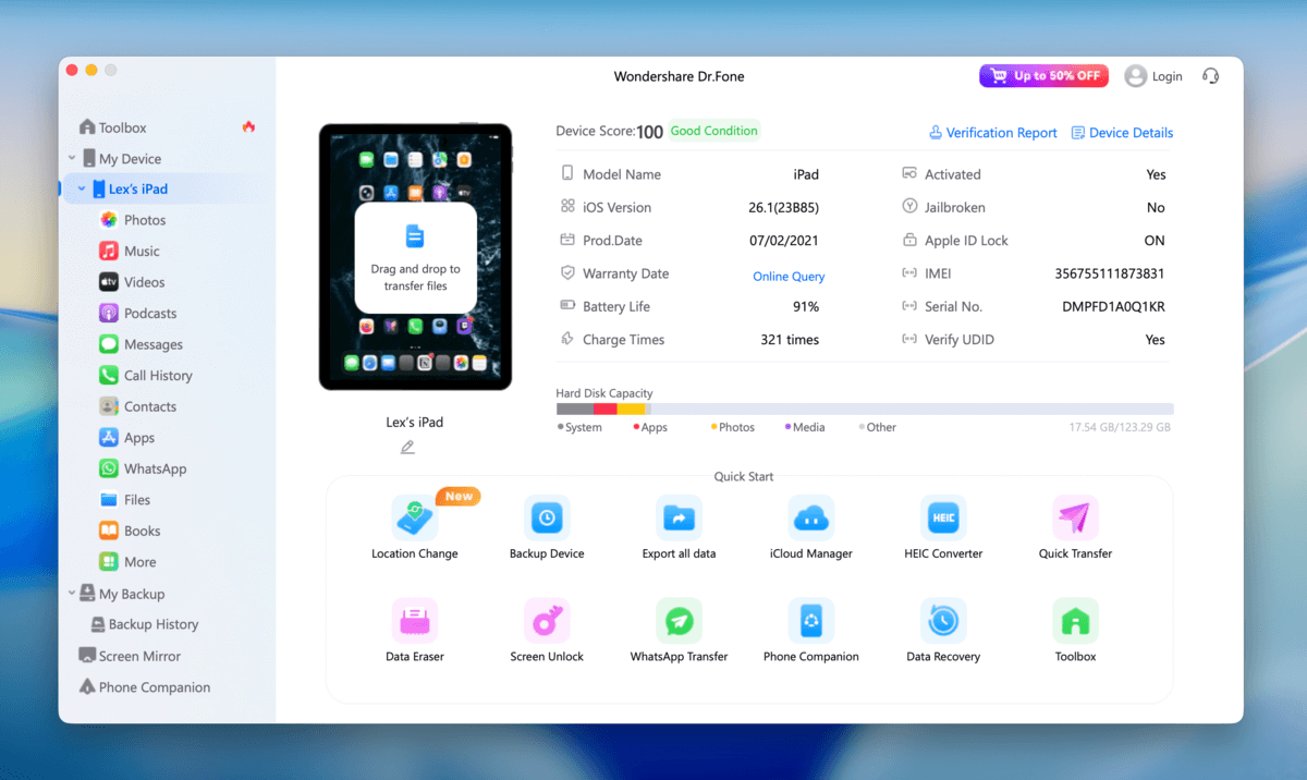 file selection in Dr Fone