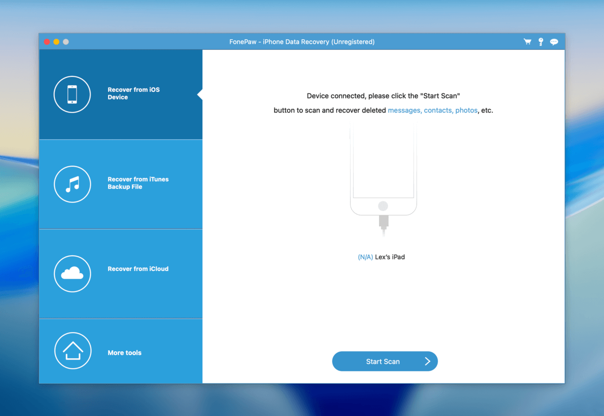 ipad data recovery window in FonePaw