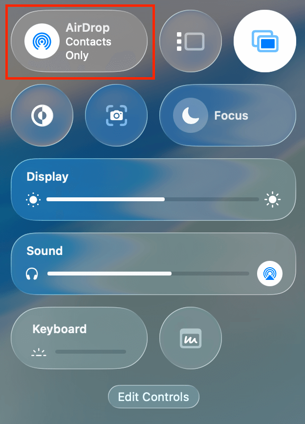 Activating AirDrop via the macOS Control Panel