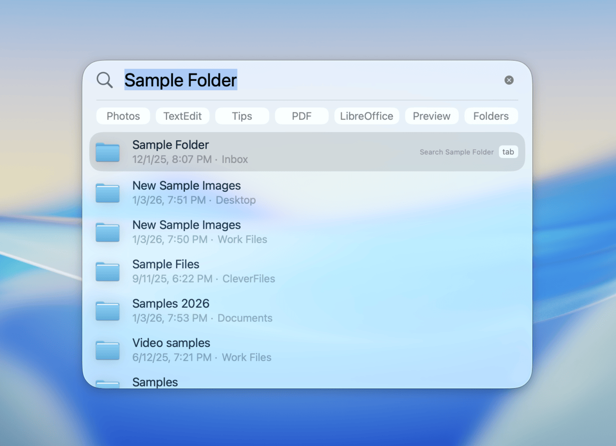 Searching for a folder through Spotlight
