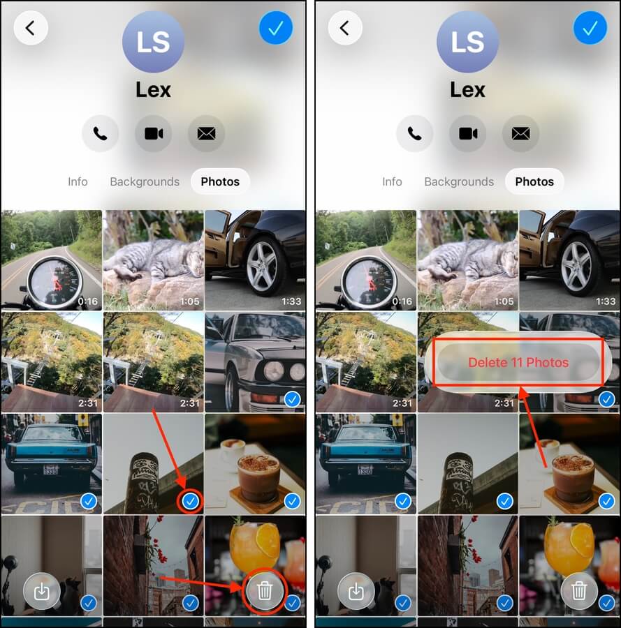 Deleting photo attachments from the Messages app