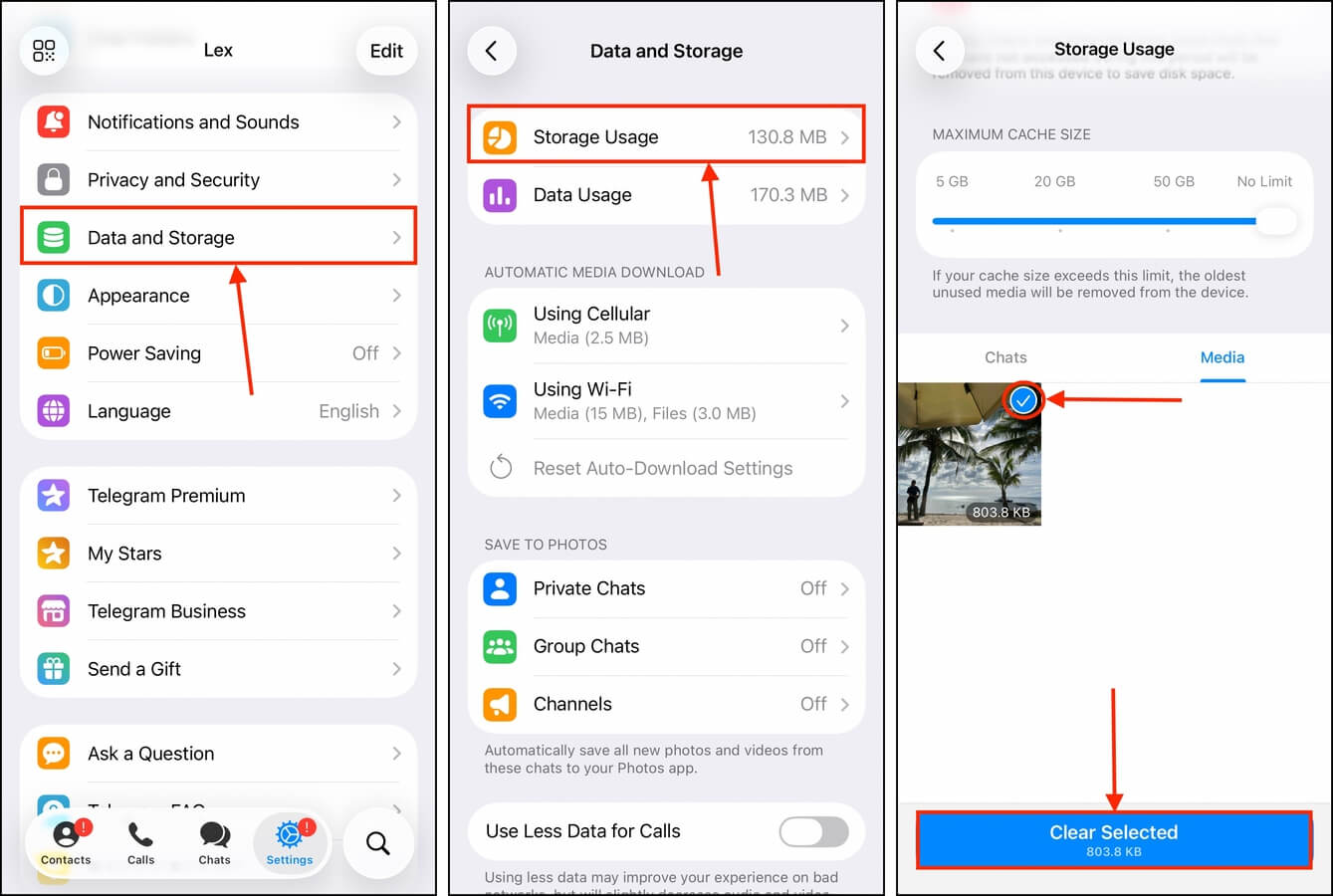 Deleting photo attachments in Telegram