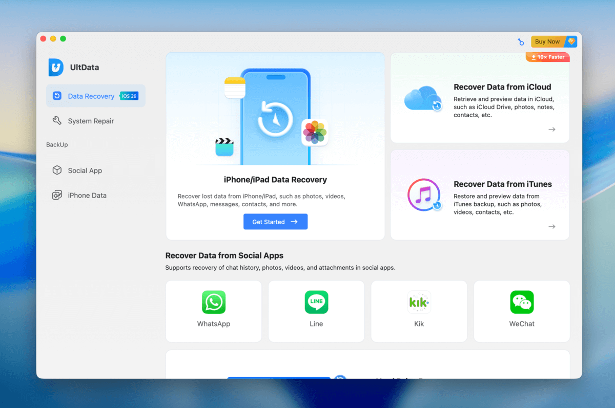 ipad data recovery window in tenorshare 