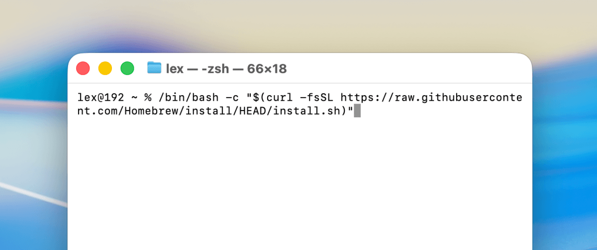 homebrew installation string in terminal
