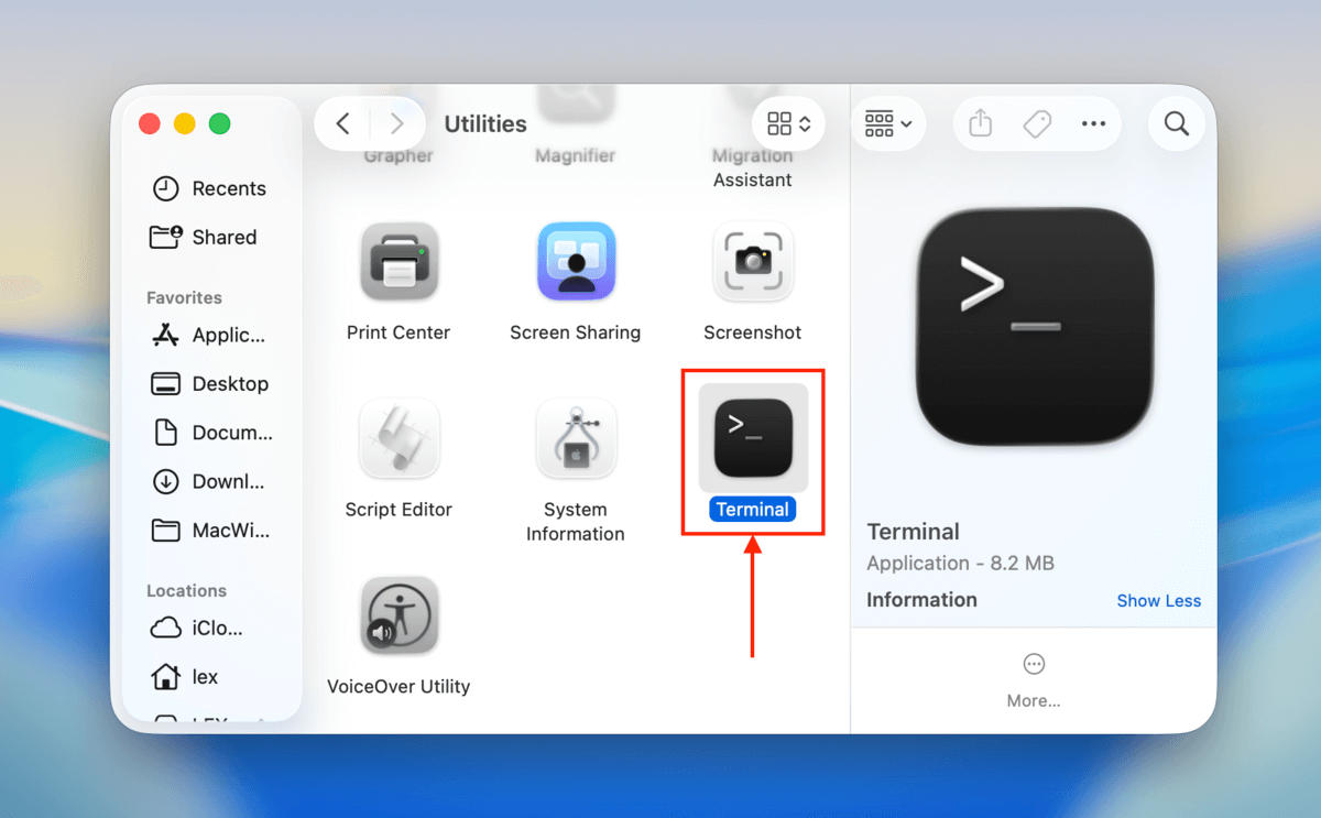 terminal icon in Finder