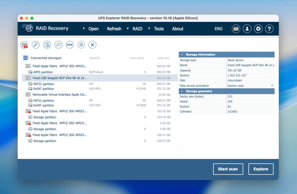 recovery window in UFS Explorer